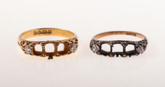 Two similar early 20th century diamond set ring mounts,