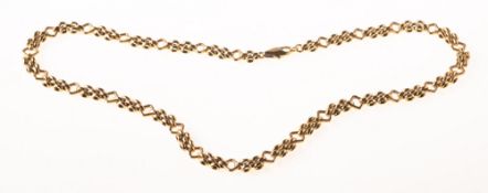 A 9ct gold fancy link chain necklace, UK import mark 375 to jump ring, lobster catch marked 9k,