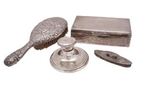 A George V silver cigarette box, rounded rectangular outline,
