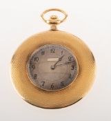 An ultra thin18K gold pocket dress watch the silvered dial having black Arabic numerals and