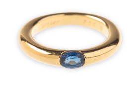 Cartier, a sapphire ring, a heavy band style ring,