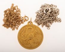 A small mixed collection of jewellery, including a star sign 'Cancer' crab designed pendant,