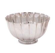 An Elizabeth II silver bowl, of shaped circular outline & with fluted sides, by Garrard & Co Ltd,