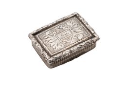 A George IV silver vinaigrette, rectangular form,