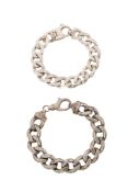 Two silver curb-link bracelets, both made for export after 1973;