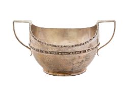 A George V two-handled sugar bowl, oval form,