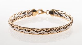 A 9ct yellow and white gold bracelet, the articulated bracelet of woven curb links,