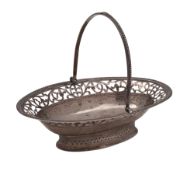 A George III silver sweetmeat dish, oval form, with a bead borders,