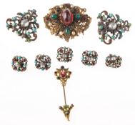 A late 19th century enamel and gemstone suite, possibly Austro-Hungarian,