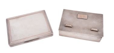 A 20th century silver cigarette box, rectangular form,