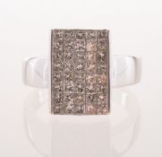 An 18ct gold and princess-cut diamond ring, the head setting of rectangular form,