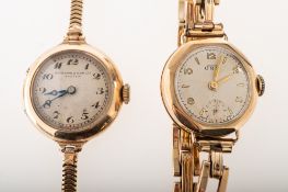 Two 9K gold wristwatches to include Buren for Brufords of Exeter a lady's gold wristwatch the dial