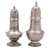 An Elizabeth II silver sugar caster, vase-shaped, with chased decoration and a knop finial,