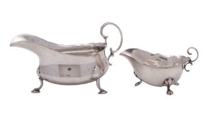 A George V silver sauce boat, oval form, with a wavy rim and an 
