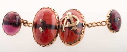 A pair of Victorian garnet cabochon cufflink's, each of oval form,