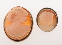 A cameo brooch pendant and a cameo ring,