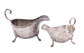 Two 20th century silver sauce boats,