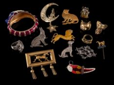 A mixed collection of animal theme costume jewellery,