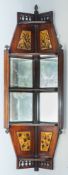 A set of mahogany, mirrored glass and parcel-gilt corner shelves in Aesthetic Movement taste,