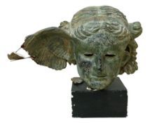 A painted plaster model of the head of Mercury,