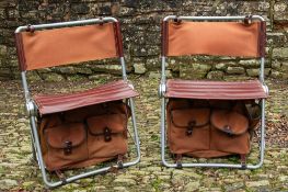 BANTAM MANUFACTURING CO. LTD; a pair of leather and aluminium folding chairs,