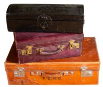 Two leather suitcases, circa 1900; one by the Army & Navy Co-Operative Society Limited,