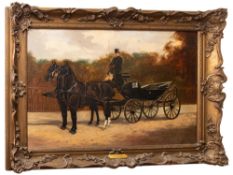 J.P. Tilt (19th Century school) - A buggy and coachman - Signed and dated 'J.P. Tilt.
