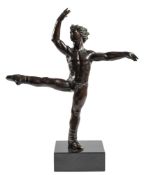 A patinated bronze model of a male ballet dancer, second half 20th Century,