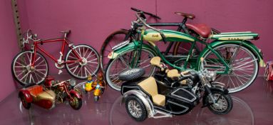 A clockwork tin plate motorcycle/sidecar
