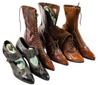 A pair of late Victorian/early Edwardian 'Sweet Sally Lunn' brown leather lady's boots,