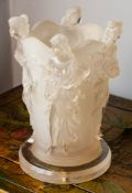 Widdop Bingham & Co Ltd; a moulded acrylic figural table lamp in the manner of Lalique,