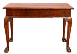 A George II walnut and crossbanded side or centre table,