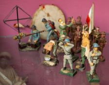 Lineol and Elastolin, a collection of various military figures including French radio operator,