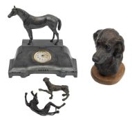 J. Cary, late 20th century; a patinated bronze model of the head of a hound;