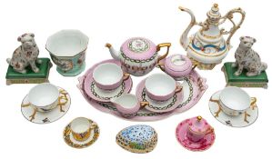 A small group of Continental porcelain including a Herend pierced egg shaped box and cover,