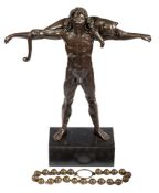 ASTRID ZYDOWER (1930-2005) Orpheus bronze with brown patina, on polished slate base