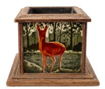 A pair of Continental pottery jardinieres of square form each consisting of four square tiles