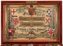 Winsor & Newton; two very similar mahogany cased 'COLORS & MATERIALS FOR HERALDIC BLAZONING'