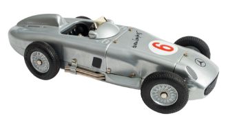 A Marklin clockwork Mercedes W196 sports car, silver number 6, 30cm long