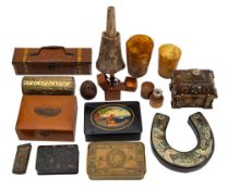 A collection of small boxes and other works of art,