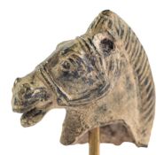 A ROMAN BRONZE HORSE HEAD CIRCA 2ND CENTURY A.D., 4cm.