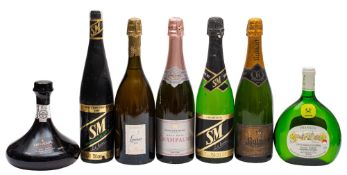 A bottle of Saul Memem Champagne together with three other bottles of champagne,
