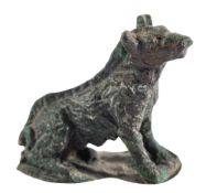 A ROMANO-BRITISH BRONZE MODEL OF A DOG, CIRCA 1ST CENTURY A.D., its coat strongly marked out, 4cm.