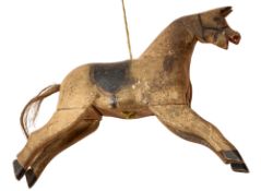 Five carved and painted wood models of horses,