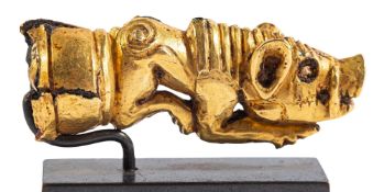 A SCYTHIAN GILT-BRONZE BOAR FINIAL, CIRCA 5TH CENTURY B.C., 4.4cm.
