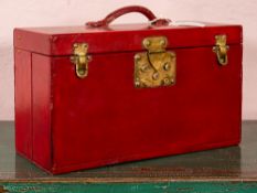 Louis Vuitton; a fine red leather travelling dressing case,