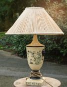 Four various table lamps, 20th century; comprising a decalcomania example,