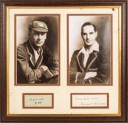 CRICKET. Portrait photographs of Sir Jack Hobbs and Herbert Sutcliffe,