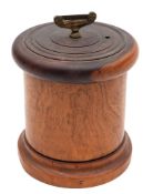 A Victorian lignum vitae string barrel,