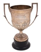 A late Victorian two-handled silver presentation trophy cup, of campana form,
